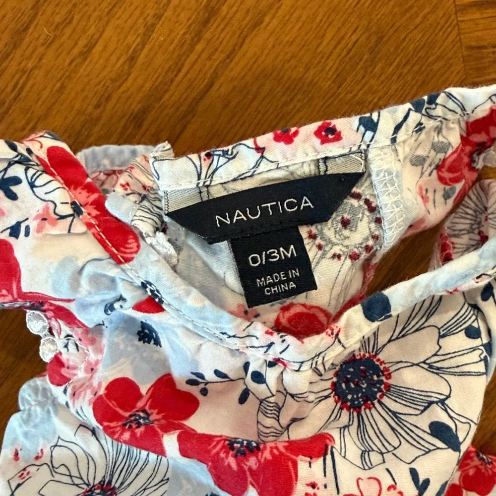 Nautica Floral Diaper Cover Set - Red and Blue